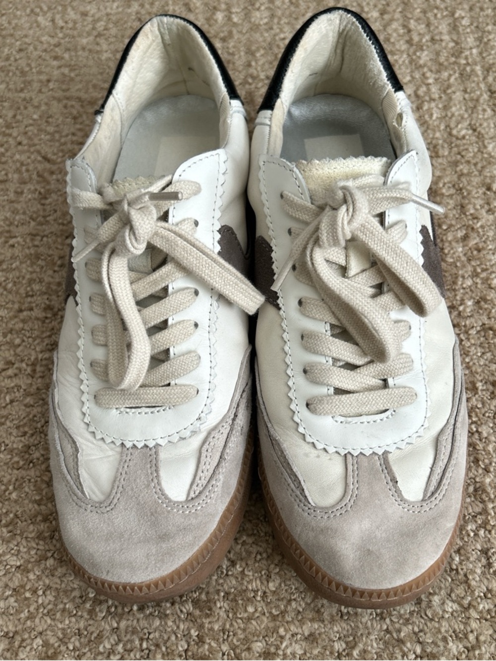 Dolce Vita Casual Neutral Leather & Suede Sneakers - Cream, Taupe, Brown